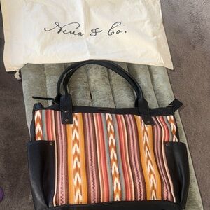 Nena & Co. x Wildbird Striped Multicolor Tote with Black Trim